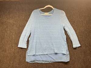 Uniform JPR Blue Textured Knit Chiffon Layered Pullover Sweater Top Medium